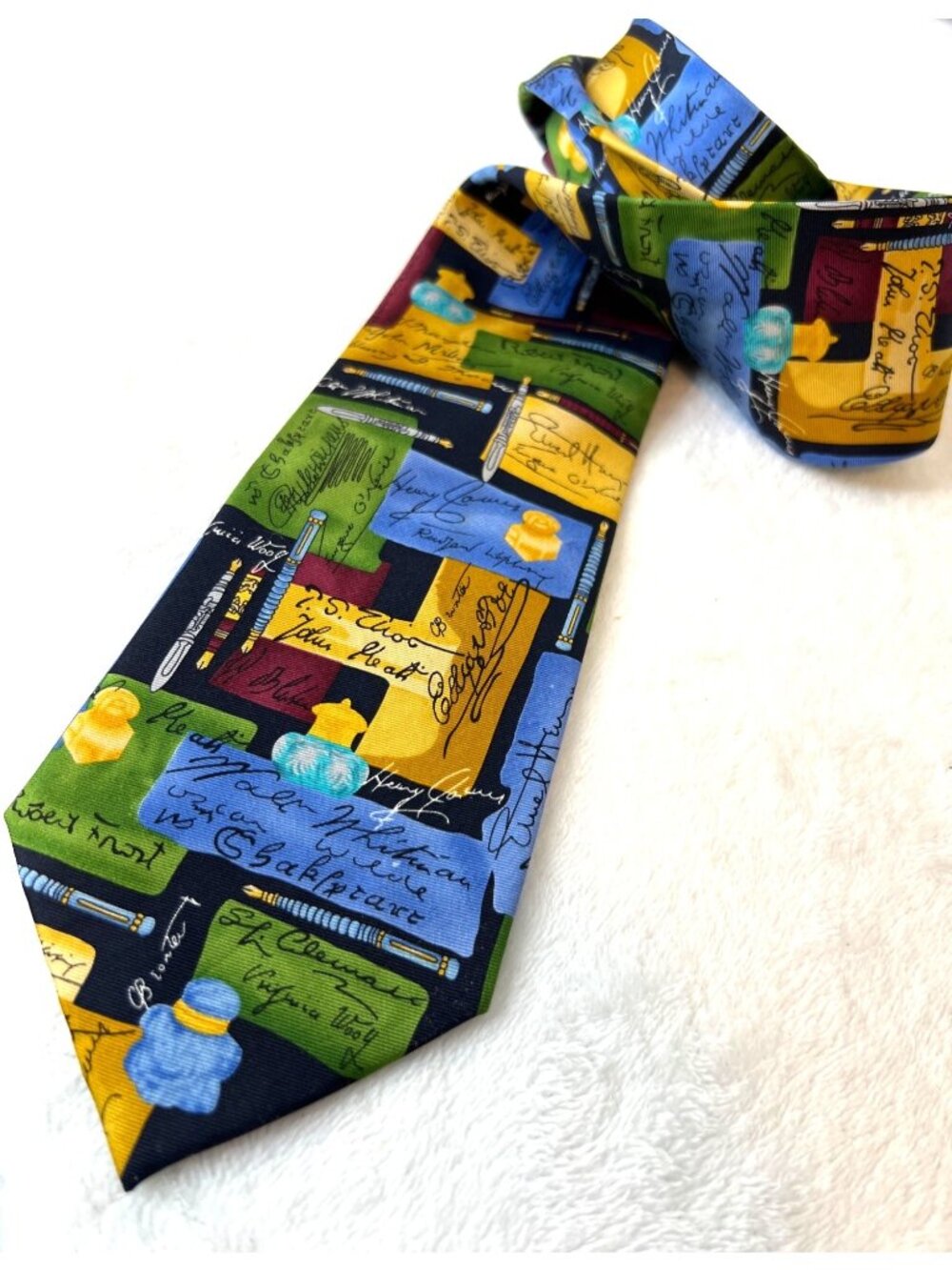 Alynn Vintage Tie Author Author Books Bookstore Bookworm Novels SILK Necktie